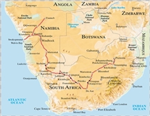 Namibia safari route map